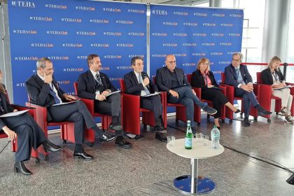 Il presidente della Regione Lombardia Attilio Fontana interviene alla presentazione della 10ª edizione del forum Teha 'La roadmap del futuro per il food&beverage: quali evoluzioni e quali sfide per i prossimi anni'. Lombardia prima per agrivcoltura in Italia