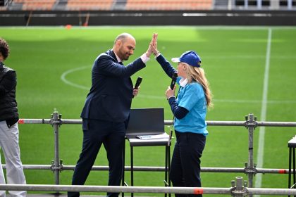 Il sottosegretario alla Presidenza della Regione Lombardia con delega allo Sport e Giovani, Federica Picchi, e il presidente del CONI Lombardia, Marco Riva, intervengono allo Stadio di San Siro in occasione della prima edizione della ‘Giornata Giovani Lombardia’