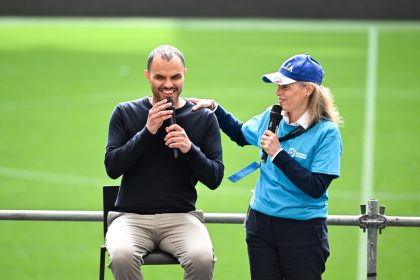 Il sottosegretario alla Presidenza della Regione Lombardia con delega allo Sport e Giovani, Federica Picchi, e Daniele Cassioli, campione paralimpico e dirigente sportivo, intervengono allo Stadio di San Siro in occasione della prima edizione della ‘Giornata Giovani Lombardia’