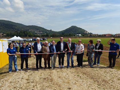 Area di laminazione asul torrente Rubone a Nuvolento (Brescia) inaugurata dall'assessore al Territorio e Sistemi verdi di Regione Lombardia Gianluca Comazzi.