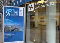 Progetto Tumore Colon realtà aumentata locandina all'entrata dell'Auditorium Testori
