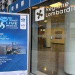 Progetto Tumore Colon realtà aumentata locandina all'entrata dell'Auditorium Testori