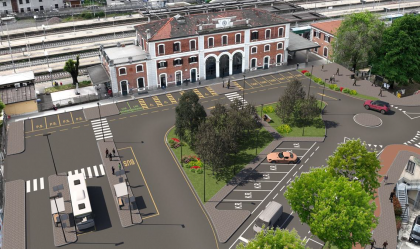 In foto il rendering della stazione di Treviglio: l’area beneficerà del bando 'Multimodale urbano'