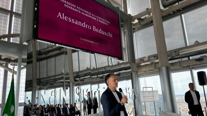 L'assessore all'Agricoltura, Sovranità alimentare e Foreste Alessandro Beduschi oggi nel corso del suo intervento a Envisioning 2035