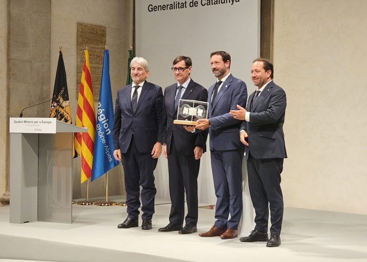LNotizie-Foto. ‘Quattro motori per l’Europa’, la regione francese dell’Alvernia-Rodano-Alpi assume la presidenza. Sottosegretario Cattaneo: territori centrali per competitività dell’Ue 
