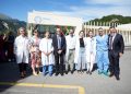 In foto il presidente della Regione Lombardia Attilio Fontana in visita all'ospedale di Comunità di Esine