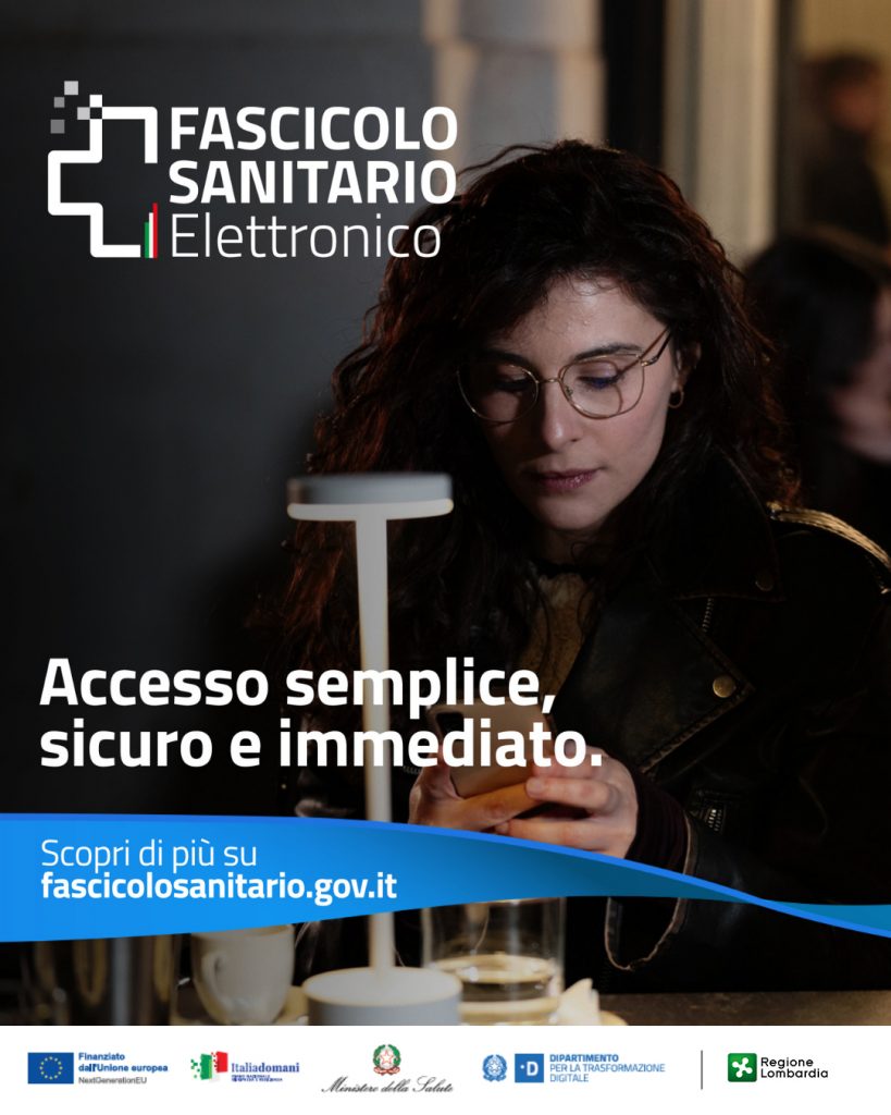 Accesso facile e immediato ai tuoi documenti sanitari.

Con il Fascicolo Sanitario Elettronico hai accesso facile e immediato ai tuoi documenti sanitari: referti di laboratorio, prescrizioni, esenzioni, tutto disponibile in pochi secondi, direttamente dal tuo dispositivo, dove e quando ne hai bisogno.

I servizi si stanno ampliando: con il servizio deleghe puoi gestire il FSE anche per i tuoi familiari, i figli minori o le persone che ti stanno più a cuore. Il tuo fascicolo sarà sempre più personalizzabile, pensato per adattarsi alle tue esigenze e accompagnarti in ogni momento della vita.

👉 Attiva o aggiorna il tuo FSE, scopri come al link in bio

#lombardianotizieonline