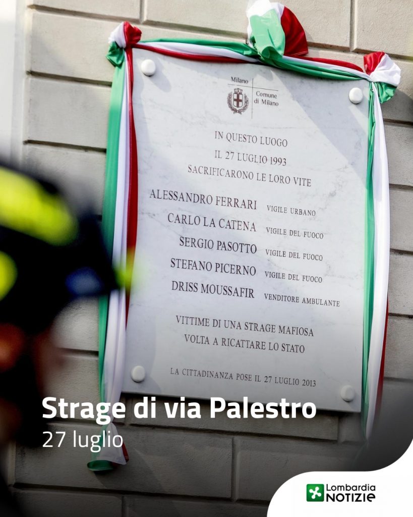 Oggi ricordiamo l’attentato del 27 luglio 1993 in via Palestro a Milano, quando un’autobomba esplose vicino alla Galleria d’Arte Moderna e al Padiglione di Arte Contemporanea, provocando la morte di 5 persone.
Il ricordo delle vittime deve sempre rimanere vivo in tutti noi, così come l’impegno al contrasto alla mafia e a ogni forma di criminalità.

#lombardianotizieonline