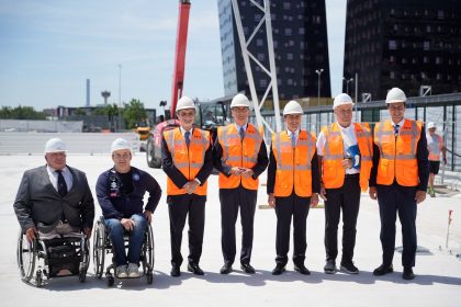 Il presidente della Regione Lombardia Attilio Fontana è intervenuto alla posa del primo pilastro della Fiera Ice Arena di Rho