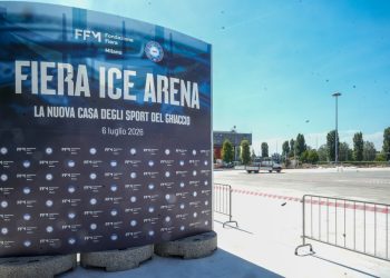 Il presidente della Regione Lombardia Attilio Fontana è intervenuto alla posa del primo pilastro della Fiera Ice Arena.