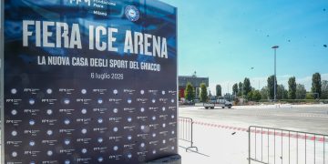 Il presidente della Regione Lombardia Attilio Fontana è intervenuto alla posa del primo pilastro della Fiera Ice Arena.