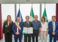 In foto il presidente della Regione Lombardia Attilio Fontana insieme all’assessore al Welfare Guido Bertolaso e altri rappresentanti istituzionale e del territorio per la firma del protocollo d'intesa per la riqualificazione dell’ospedale di Chiari (Brescia)