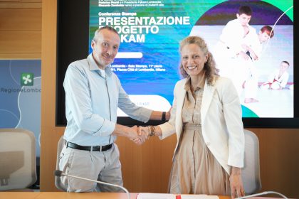 In foto il sottosegretario alla presidenza di Regione Lombardia con delega a Sport e Giovani, Federica Picchi, nel corso della conferenza stampa di presentazione del progetto Fijlkam