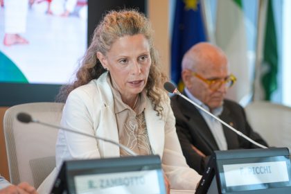 In foto il sottosegretario alla presidenza di Regione Lombardia con delega a Sport e Giovani, Federica Picchi, nel corso della conferenza stampa di presentazione del progetto Fijlkam