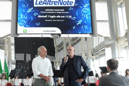 In foto l’assessore regionale alla Montagna, Massimo Sertori, al Belvedere Berlusconi di Palazzo Lombardia nel corso della conferenza stampa di presentazione della rassegna musicale LeAltreNote Festival 2026