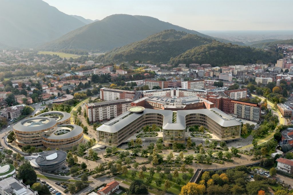 Un rendering del nuovo Main & Children Hospital di Brescia
