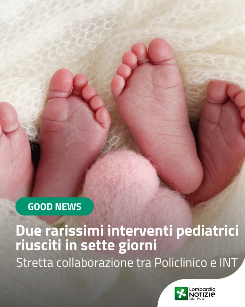 #GoodNews 
Nell’arco di una sola settimana, le storie di due piccolissime pazienti si sono incrociate nei corridoi della Chirurgia Pediatrica del Policlinico di Milano: una bimba di soli 18 mesi affetta da una rara neoplasia al rene e una bimba di due anni e mezzo colpita da un sarcoma addominale. Due patologie aggressive e complesse, affrontate tempestivamente e con successo grazie a interventi di altissima precisione.
Dietro questi risultati straordinari c’è la forza del lavoro di squadra. L’équipe del Policlinico ha operato in stretta sinergia con i colleghi dell’Istituto Nazionale dei Tumori di Milano, dando vita a un’alleanza multidisciplinare che ha visto il contributo della Chirurgia e dell’Urologia pediatrica, dell’Anestesia, della Chirurgia dei Trapianti di Fegato e degli esperti in sarcomi.
Un grazie a tutti i medici, gli infermieri e gli operatori sanitari che continuano a proteggere il futuro dei più piccoli.❤🧸

👉 https://www.lombardianotizie.online/bambine-operate-tumori-policlinico/

#lombardianotizieonline