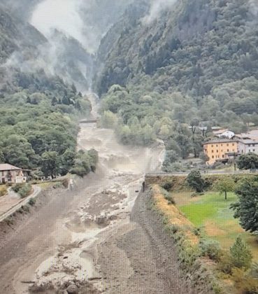 L'area dell'ospedale di Edolo e i segno del maltempo