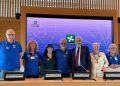 La band dei sindaci e il sottosegretario Cattaneo per il Ruanda in occasione della conferenza stampa a Palazzo Lombardia
