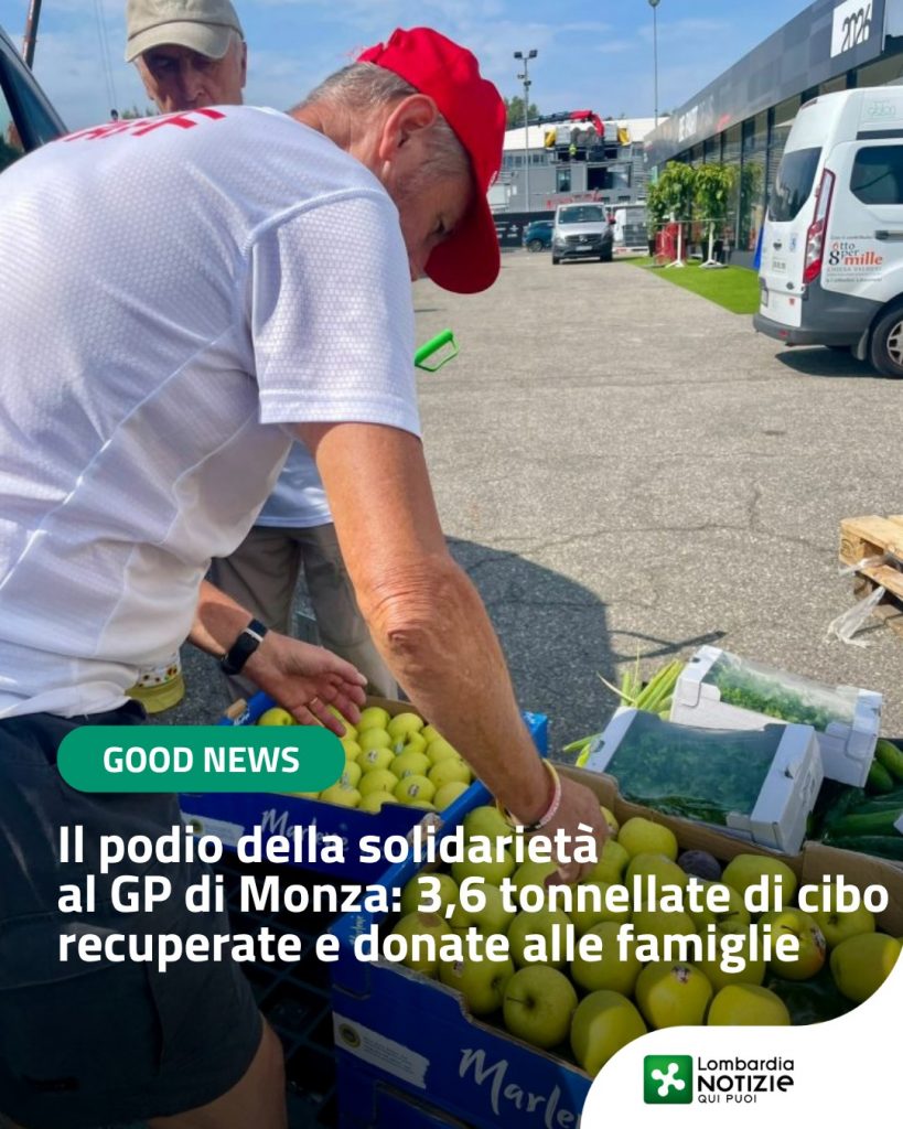 #GoodNews 
Ci sono vittorie che non si misurano in millesimi di secondo o con una coppa sul podio, ma con l’impatto reale che lasciano sul territorio. Durante l’ultimo Gran Premio d’Italia a Monza, mentre il pubblico si entusiasmava per le sfide in pista, dietro le quinte si è giocata e vinta un’importante partita contro lo spreco alimentare.
Attraverso una filiera di recupero perfettamente organizzata, sono state raccolte e redistribuite più di 3,6 tonnellate di cibo fresco e secco, arrivate sulla tavola di 375 famiglie in difficoltà distribuite in sei diversi comuni.
Un risultato reso possibile da una sinergia esemplare tra l’@autodromonazionale_monza, le realtà del catering, ATS Brianza e oltre 80 volontari.
Il progetto conferma come il Gran Premio di Monza possa essere non soltanto un grande evento sportivo internazionale, ma anche un modello di sostenibilità, responsabilità
sociale e collaborazione territoriale capace di generare valore per l’ambiente e per la
comunità.

#lnews #lombardianotizie