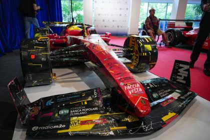 La conferenza stampa di presentazione del Gran Premio di Monza 2026 di Formula 1 Nella foto è presente la Ferrari che era in mostra durante la conferenza