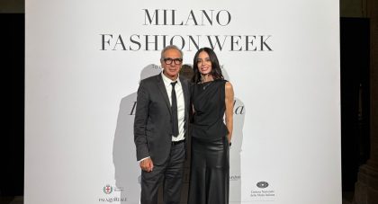 L'assessore alla Moda di Regione Lombardia Debora Massari con il presidente della Camera nazionale della Moda Italiana Carlo Capasa. in occasione del galà della Milano Fashion week. 