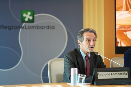 In foto il presidente della Regione Lombardia Attilio Fontana intervenuto alla conferenza stampa di presentazione del progetto ViviVero