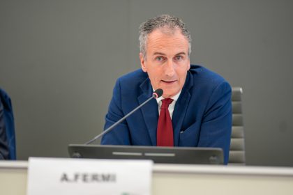 Intervento assessore Alessandro Fermi. Foto utilizzata per articolo nuove risorse monte Goj