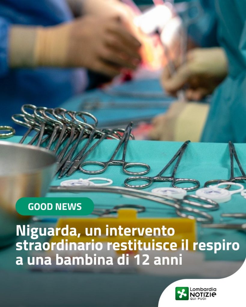 #GoodNews 
A 12 anni, anche fare pochi passi era diventato difficile. Una bambina nata con una grave malformazione, che aveva reso necessaria l’asportazione del polmone destro poche ore dopo la nascita, si è trovata ad affrontare una complicanza rarissima, documentata in pochissimi casi al mondo.
Lo spostamento degli organi nel torace aveva infatti provocato la compressione dell’unica via aerea rimasta, rendendole sempre più difficile respirare.
All’Ospedale Niguarda di Milano, grazie alla competenza degli specialisti e alla collaborazione con il Kites Center, un intervento di straordinaria complessità ha permesso di riposizionare gli organi e ripristinare le condizioni per una corretta respirazione.
L’intervento è riuscito e, dopo pochi giorni, la bambina è potuta tornare a casa.
 Un risultato che racconta il valore della competenza, dell’innovazione e del lavoro di squadra: un’altra bella storia di eccellenza della sanità lombarda.

#lnews #lombardianotizie #milano #niguarda