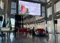Un momento del laboratorio per i bambini al Belvedere di Palazzo Lombardia