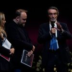 Il presidente della Lombardia Caruso durante il suo intervento sul palco del Teatro La Scala nell'ambito dell'evento Futura 2026
