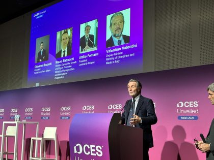 In occasione di Ces Unveiled Milan 2026, la Lombardia ha firmato un Protocollo d'intesa per rafforzare le ricadute dell'evento sul territorio. In ffoto il presidente della Regione , Attilio Fontana, in un momento del suo intervento.