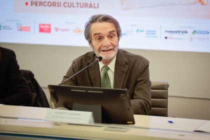 Il presidente di Regione Lombardia, Attilio Fontana, interviene alla conferenza stampa di presentazione della Festa del Torrone di Cremona 2026