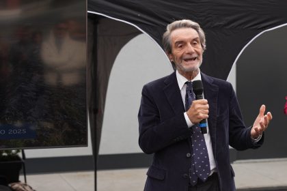Presidente Fontana durante il suo intervento alla visita dell'impianto idrogeno a Edolo